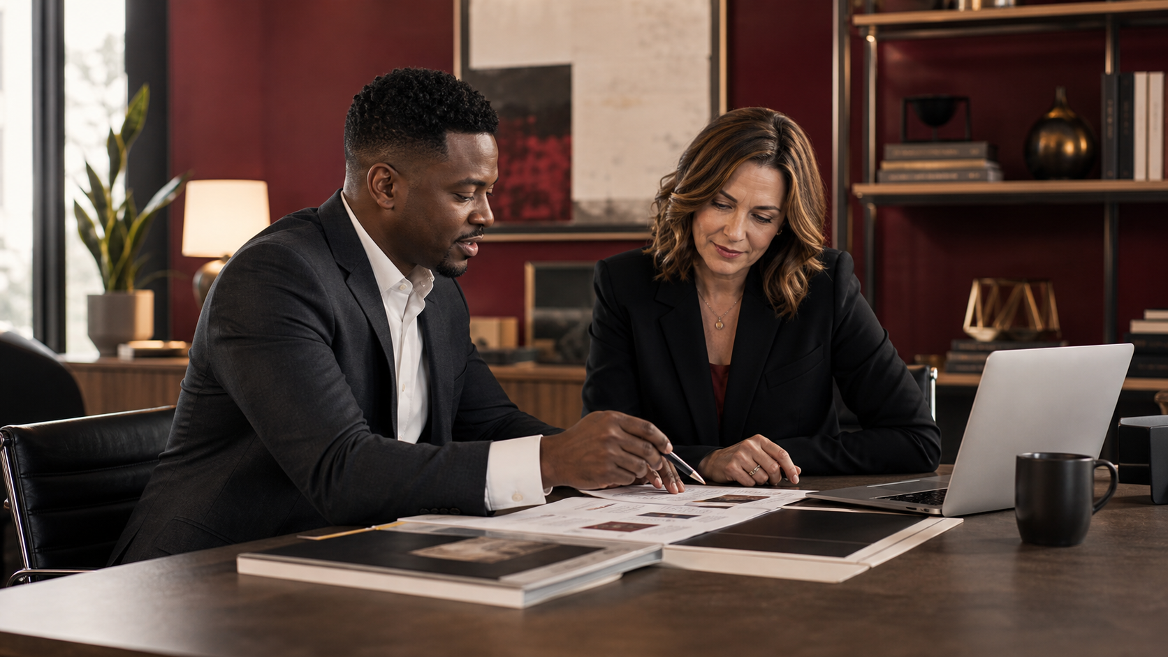 Consultant reviewing execution strategy with business owner